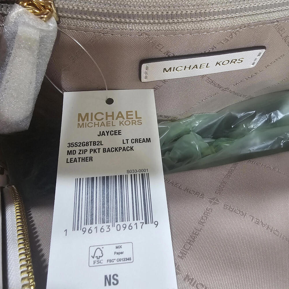 Michael Kors Jaycee Medium Pebbled Leather Backpack Light Cream NWT - Picture 12 of 15